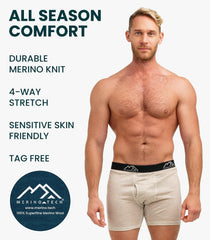 100% Merino Wool Underwear Mens - 1-2 Pack Boxer Briefs for Men 17.5um