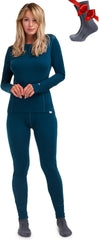 100% Merino Wool Base Layer Women Set - Thermal Underwear Women Top, Bottom