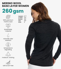 100% Merino Wool Base Layer Women - Thermal Merino Wool Shirt Women