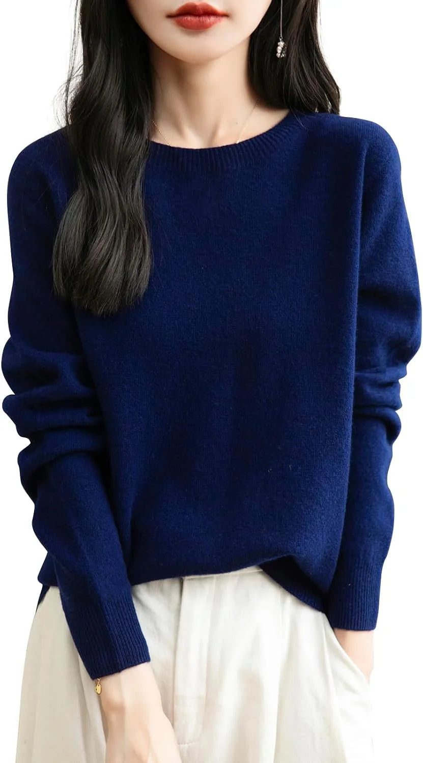 Chanyarn Women's 100% Merino Wool 2025 Fall Winter First-Line Ready to Wear Long Sleeve Seamless Knit Crewneck Sweater