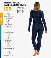 100% Merino Wool Base Layer Women Set - Thermal Underwear Women Top, Bottom