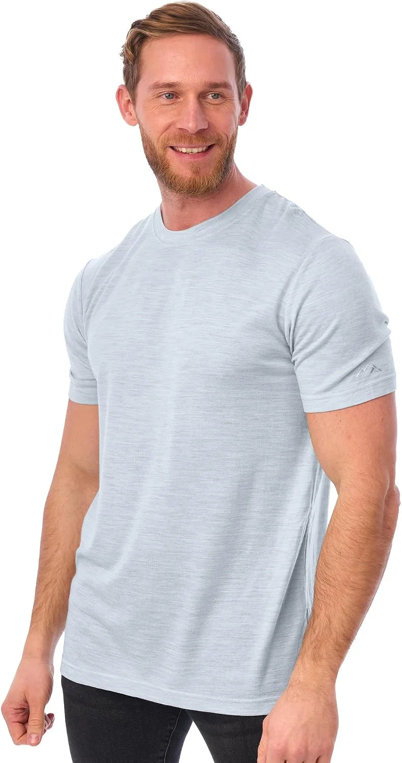 100% Merino Wool T-Shirt Men - Short Sleeve Undershirt Base Layer Top