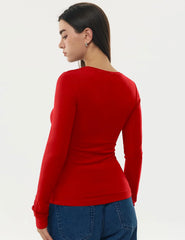 Women's Merino Wool Blend Shirts Long Sleeve Tops Crew Neck Fitted Basic Tee Cozy Embrace Collection