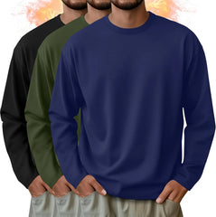 3 Pack Mens Long Sleeve Thermal Shirts Crew Neck Tops