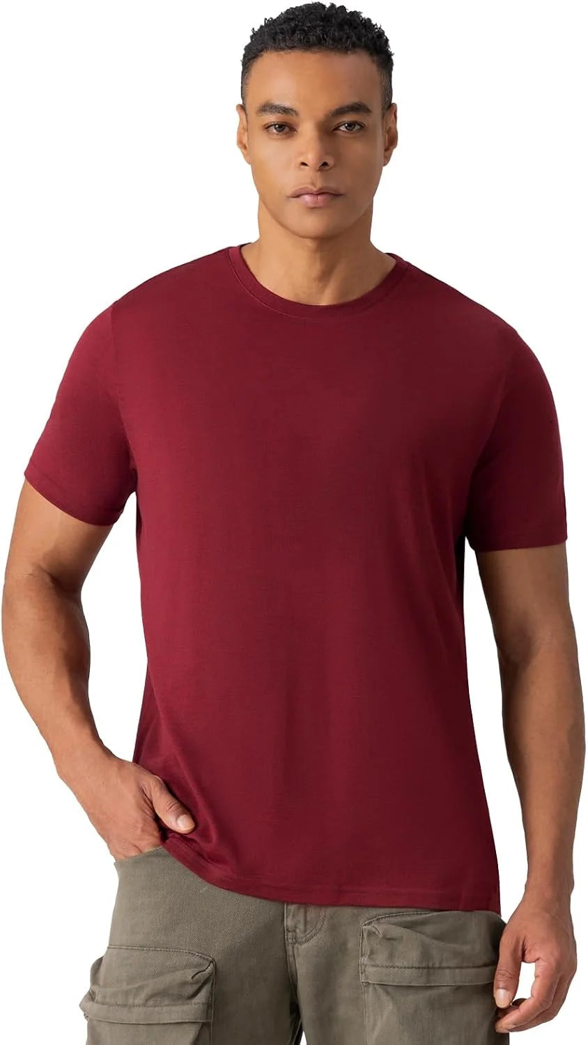 Merino Protect 100% Merino Wool V-Neck T Shirts for Men Odor Resistance Base Layer Hiking Travel T-Shirt Soft Undershirt