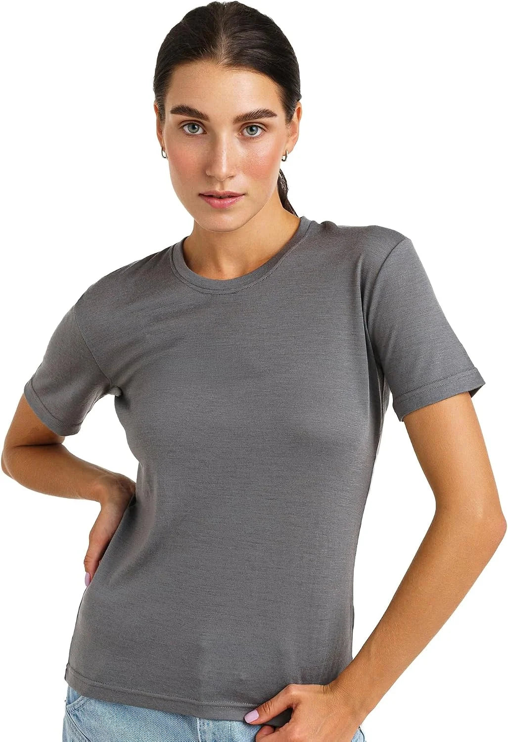 100% Merino Wool Shirt Women - Short Sleeve Tee Base Layer Top Undershirt