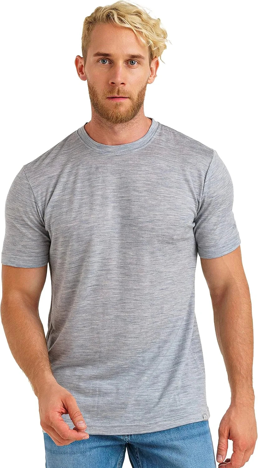 100% Merino Wool T-Shirt Men - Short Sleeve Undershirt Base Layer Top
