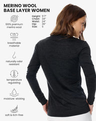 100% Merino Wool Base Layer Women - Thermal Merino Wool Shirt Women
