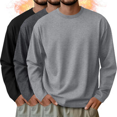 3 Pack Mens Long Sleeve Thermal Shirts Crew Neck Tops
