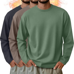 3 Pack Mens Long Sleeve Thermal Shirts Crew Neck Tops