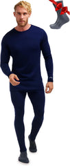 100% Merino Wool Base Layer Men Set - Thermal Underwear for Men Long Johns