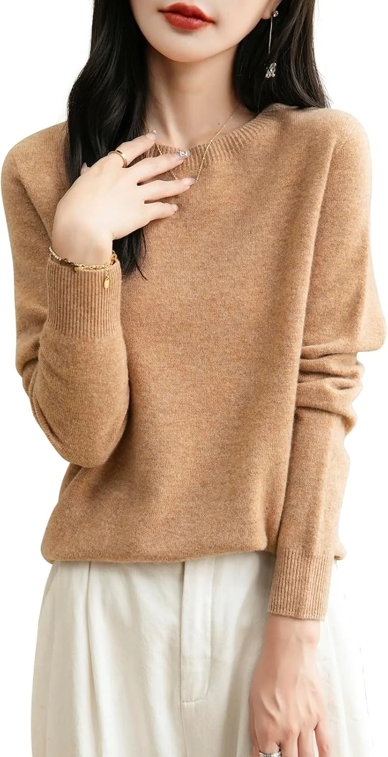 Chanyarn Women's 100% Merino Wool 2025 Fall Winter First-Line Ready to Wear Long Sleeve Seamless Knit Crewneck Sweater