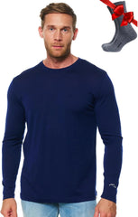 100% Merino Wool Base Layer Mens - Long Sleeve Thermal Shirts with Socks