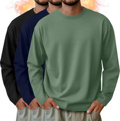 3 Pack Mens Long Sleeve Thermal Shirts Crew Neck Tops