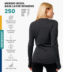 100% Merino Wool Base Layer Women - Long Sleeve Thermal Shirt with Socks