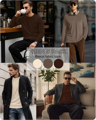 3 Pack Mens Long Sleeve Thermal Shirts Crew Neck Tops