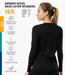100% Merino Wool Base Layer Women - Long Sleeve Thermal Shirt with Socks