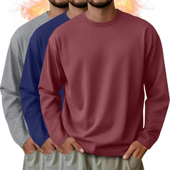 3 Pack Mens Long Sleeve Thermal Shirts Crew Neck Tops