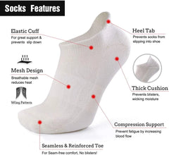 Busy Socks Merino Wool Compression Support Ankle Running Hiking Socks for Men Women, Soft Thick Cushion Tab Socks 3/6 Pairs