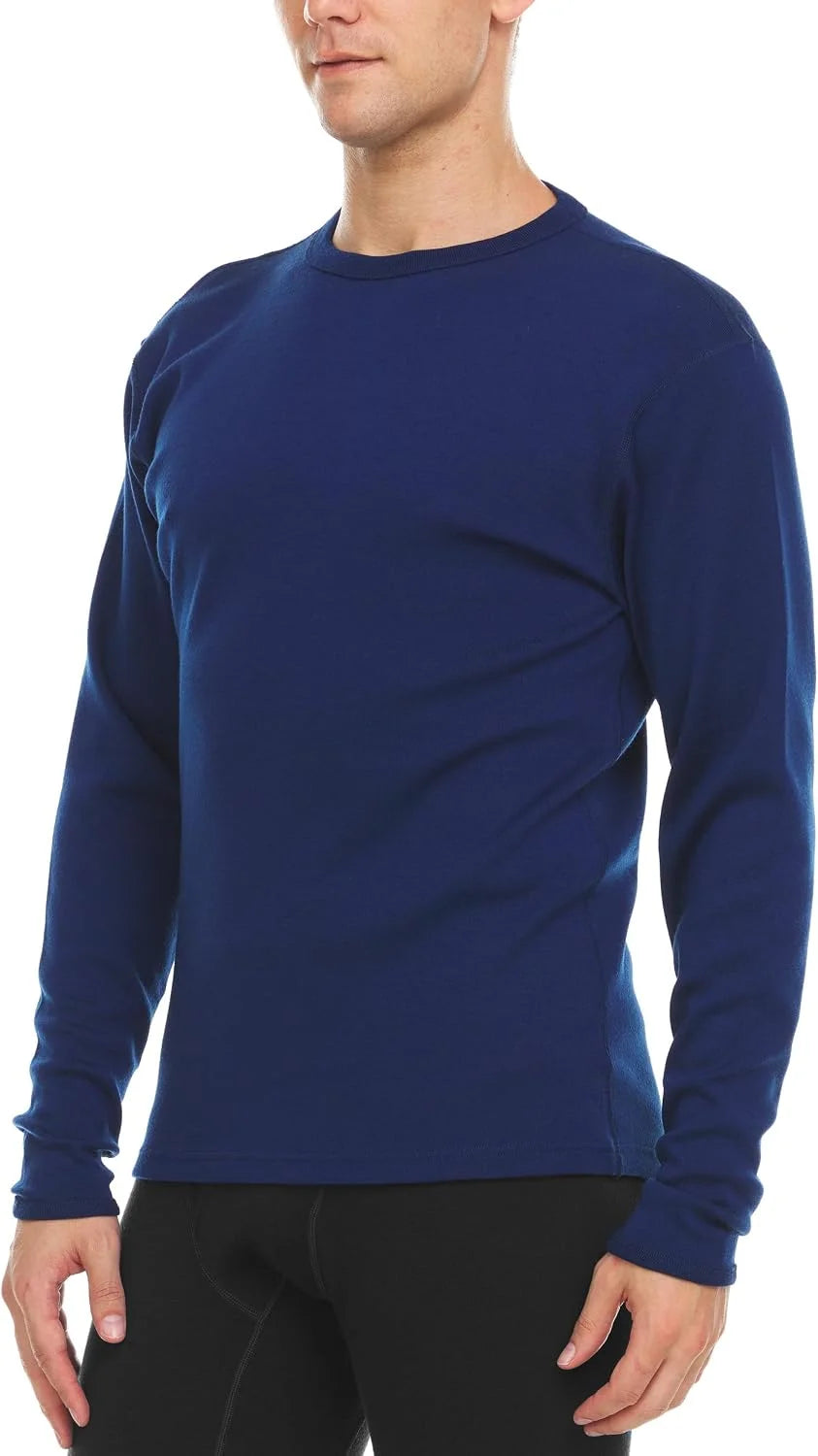 100% Merino Wool - Men's Long Sleeve Crew Shirt - Thermal Base Layer