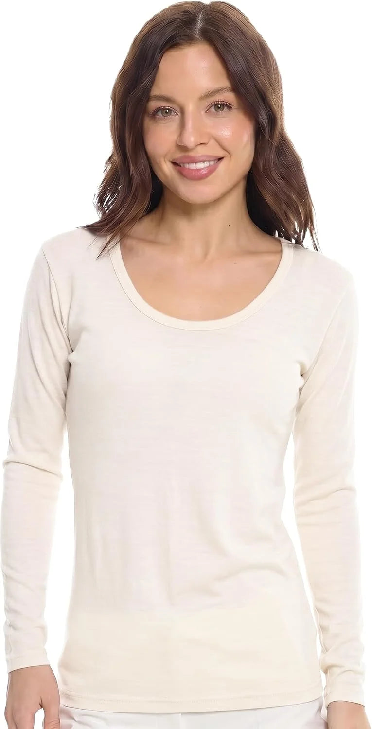 100% Merino Wool Base Layer Women - Thermal Merino Wool Shirt Women