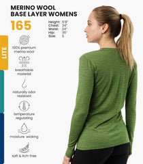 100% Merino Wool Base Layer Women - Long Sleeve Thermal Shirt with Socks