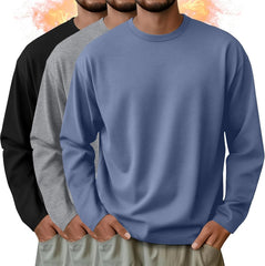 3 Pack Mens Long Sleeve Thermal Shirts Crew Neck Tops