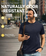 Merino Protect 100% Merino Wool V-Neck T Shirts for Men Odor Resistance Base Layer Hiking Travel T-Shirt Soft Undershirt