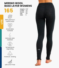 100% Merino Wool Base Layer Women Pants - Thermal Leggings Underwear
