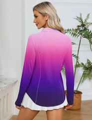 LOMON Women Long Sleeve Shirts Sun Protection 1/4 Zip Summer Quick Dry Hiking Shirts Quarter Zip Pullover for Women