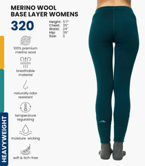 100% Merino Wool Base Layer Women Pants - Thermal Leggings Underwear
