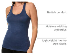 100% Merino Wool Tank Top Women - Active Sleeveless Undershirt Base Layer