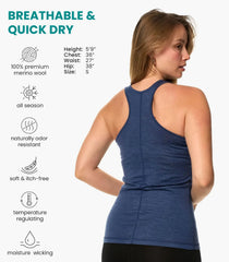 100% Merino Wool Tank Top Women - Active Sleeveless Undershirt Base Layer