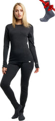100% Merino Wool Base Layer Women Set - Thermal Underwear Women Top, Bottom