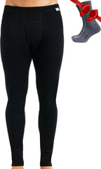 100% Merino Wool Base Layer Mens Pants - Thermal Underwear Long Johns