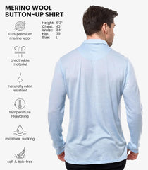 100% Merino Wool Button Up Shirt Men - Long & Short Sleeve Breathable