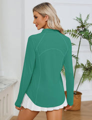LOMON Women Long Sleeve Shirts Sun Protection 1/4 Zip Summer Quick Dry Hiking Shirts Quarter Zip Pullover for Women