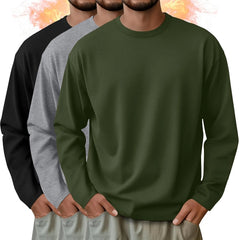 3 Pack Mens Long Sleeve Thermal Shirts Crew Neck Tops