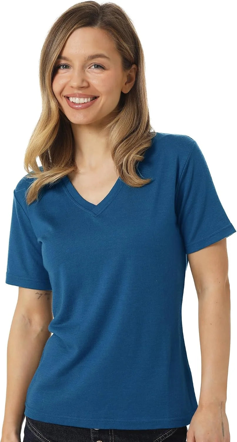 100% Merino Wool Shirt Women - Short Sleeve Tee Base Layer Top Undershirt
