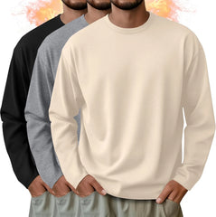 3 Pack Mens Long Sleeve Thermal Shirts Crew Neck Tops