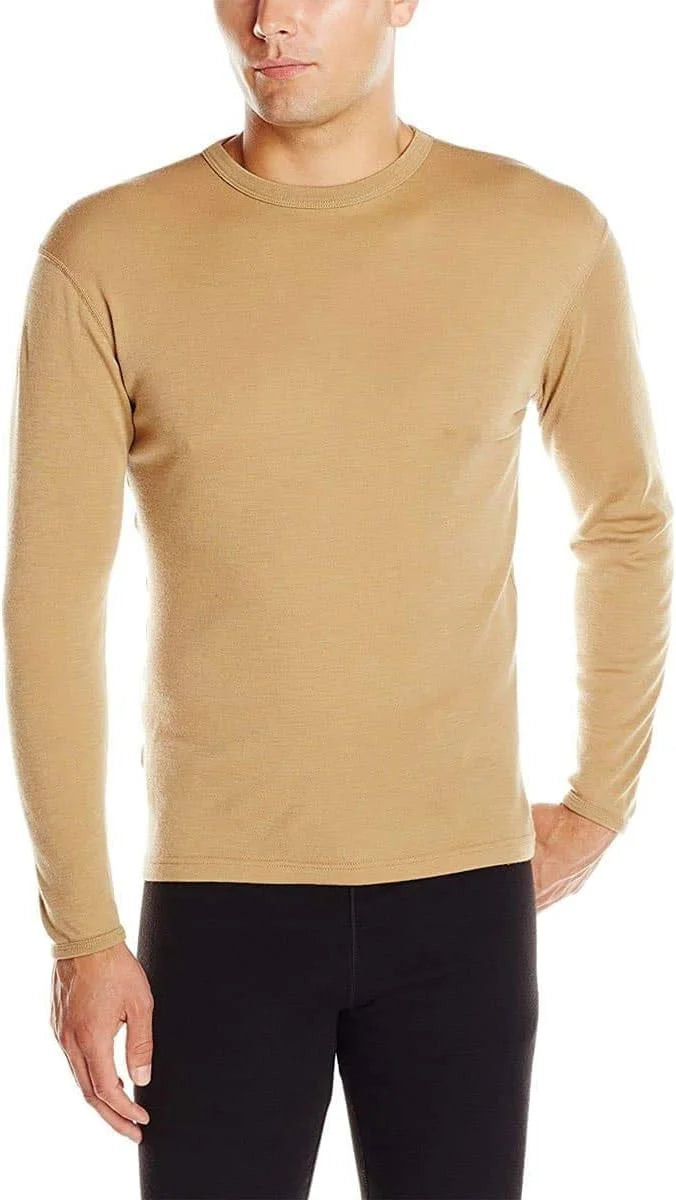100% Merino Wool - Men's Long Sleeve Crew Shirt - Thermal Base Layer
