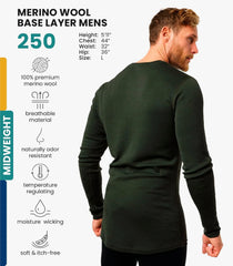 100% Merino Wool Base Layer Mens - Long Sleeve Thermal Shirts with Socks