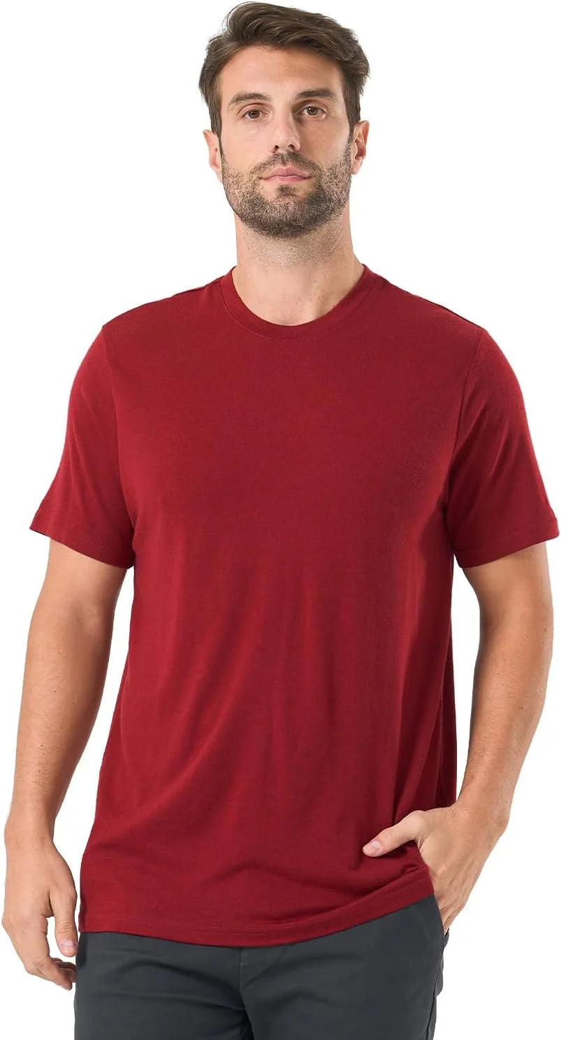Merino Protect 100% Merino Wool T Shirts for Men Odor Resistance Base Layer Hiking Travel T-Shirt Soft Undershirt