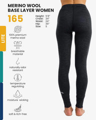 100% Merino Wool Base Layer Women Pants - Thermal Leggings Underwear