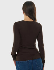 Women's Merino Wool Blend Shirts Long Sleeve Tops Crew Neck Fitted Basic Tee Cozy Embrace Collection