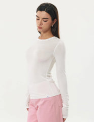 Women's Merino Wool Blend Shirts Long Sleeve Tops Crew Neck Fitted Basic Tee Cozy Embrace Collection