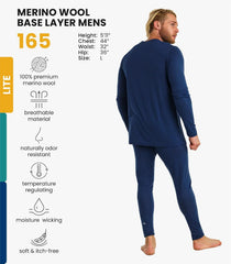 100% Merino Wool Base Layer Men Set - Thermal Underwear for Men Long Johns