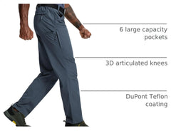 Mens Hiking Pants Lightweight Cargo Work Tactical Nylon Stretch Waterproof Quick Dry Fishing Travel Outdoor 6 Pockets