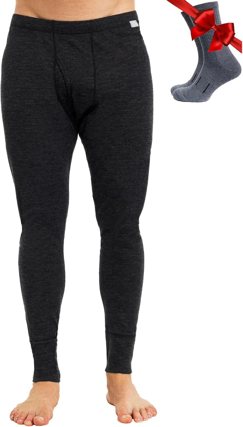 100% Merino Wool Base Layer Mens Pants - Thermal Underwear Long Johns