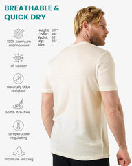 100% Merino Wool T-Shirt Men - Base Layer Top Undershirt with Hiking Socks